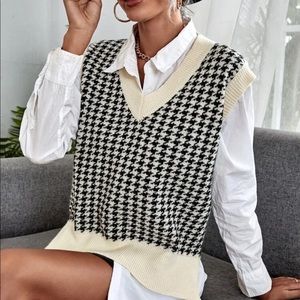 zara houndstooth vest